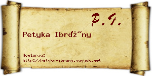 Petyka Ibrány névjegykártya